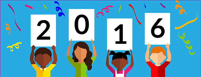 Kids holding "2016" banner