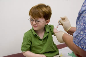 Boy getting vaccine