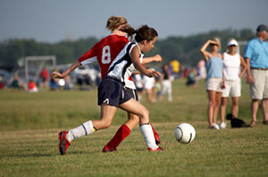 Kids playing soccer