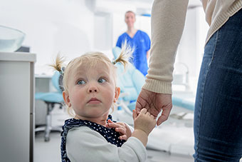 Toddler at the dentist office