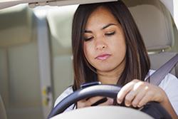 Girl texting and driving