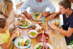 Family eating dinner