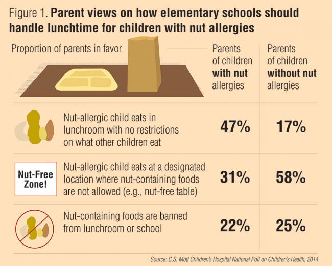 Parent views on how elementary schools should handle lunchtime for children with nut allergies